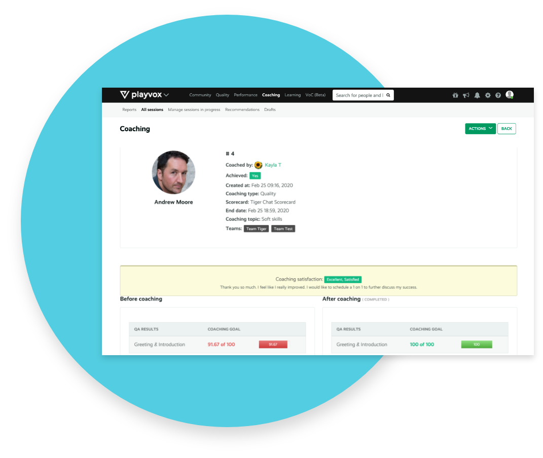 Coaching agent coaching